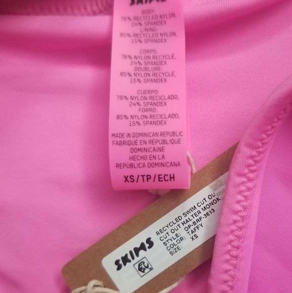 SKIMS Recycled Swim Cut Out Halter Neck Monokini Swimsuit Bikini Taffy Pink XS - Picture 6 of 6